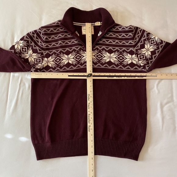 Original Weatherproof Vintage Sweater - Snowflake‎ Quarter Zip-Burgundy-XL - Picture 4 of 7